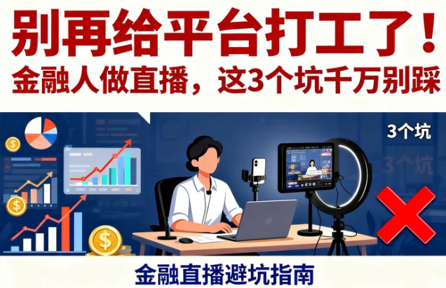 别再给平台打工了！金融人做直播，这3个坑千万别踩